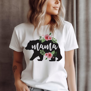Mamma Björn Elegant Rustik Blommig Blommor Mamma T Shirt