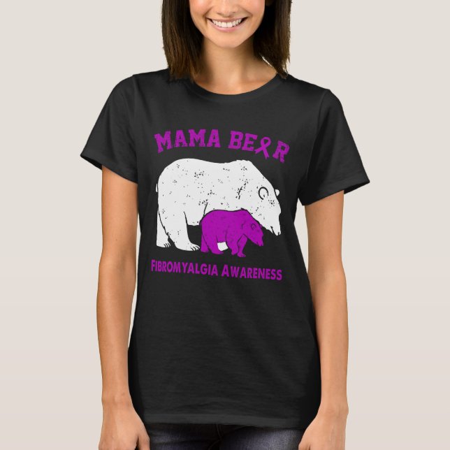 Mamma Björn FIBROMYALGI Medvetenhet T Shirt (Framsida)