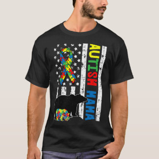Mamma Björn Matchande Familj Autism Medvetenhet Gå T Shirt