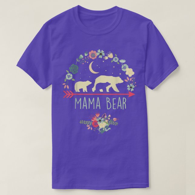 Mamma Björn med 2 Unge Blommigt Mors dag T Shirt (Design framsida)