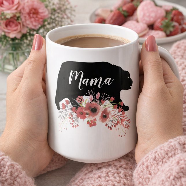 Mamma Björn med blommor Kaffemugg (Skapare uppladdad)