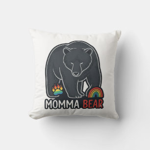 Mamma Björn Regnbåge Vintage Gravyr T-Shirt Design Kudde