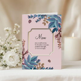 Mamma Blå och Elegant Guld Färgglada blad Kort