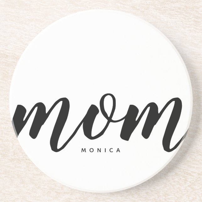 Mamma Black and White Minimalist Sandstone Underlä Underlägg (Framsidan)