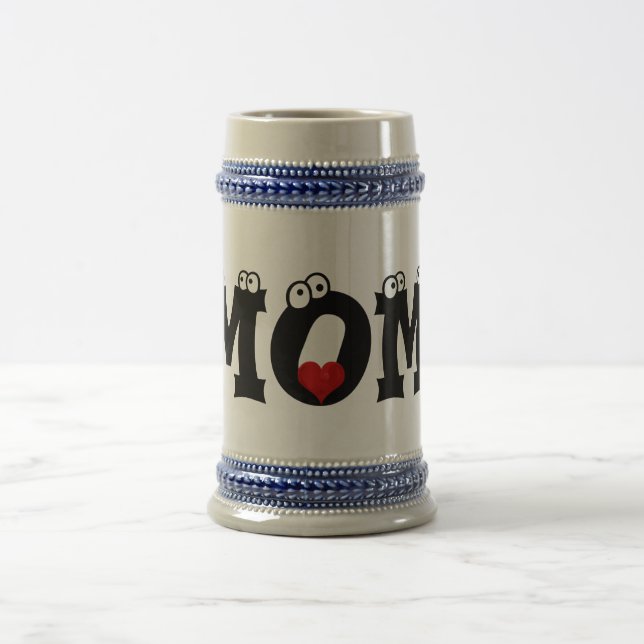 Mamma Black White Text Red Heart Kärlek Stein Mugg (Center)