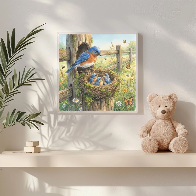 Mamma Blåfågel och hennes ungar Plantskola Poster (Skapare uppladdad)