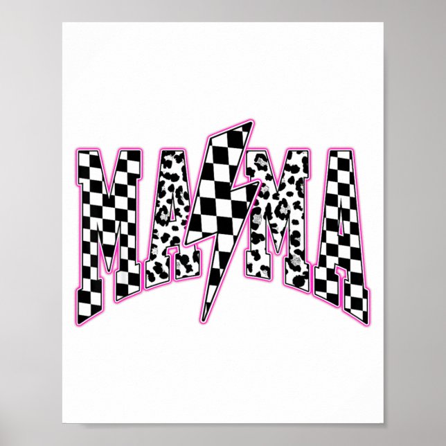 Mamma Blixtrandig Rutig Leopard Universitet Moth Poster (Framsidan)