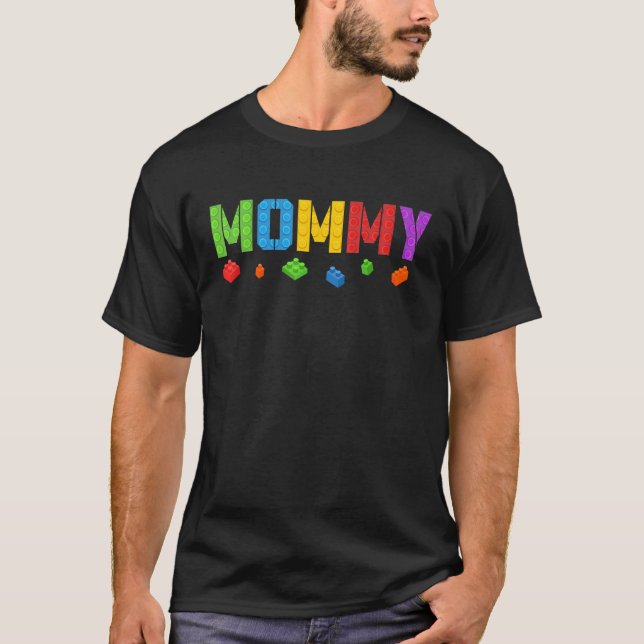 Mamma Block Master Builder Brick Builder Birthd T Shirt (Framsida)