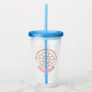 Mamma blomma: älskad, stark, vacker och värdefull take away mugg