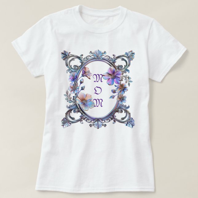 Mamma Blommig Ram T Shirt (Design framsida)