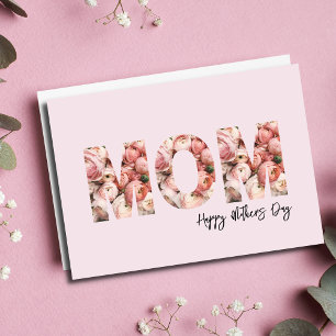 Mamma Blommiga Bokstäver Foto Glad Mors Dag Kort