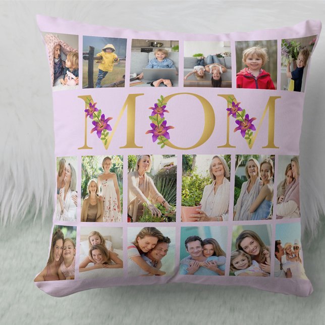 Mamma Blommigt Brev 18 Lodrät Photo Collage Lilac Kudde (Skapare uppladdad)