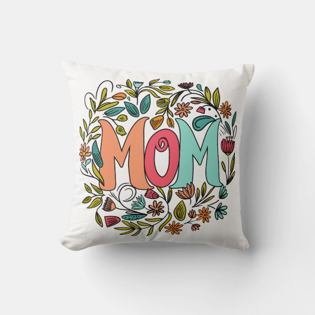 Mamma Blommigt Pillow Kudde (Framsida)