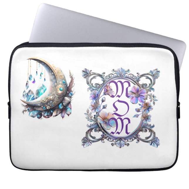 Mamma Blommigt Ram Laptop Fodral (Framsidan)