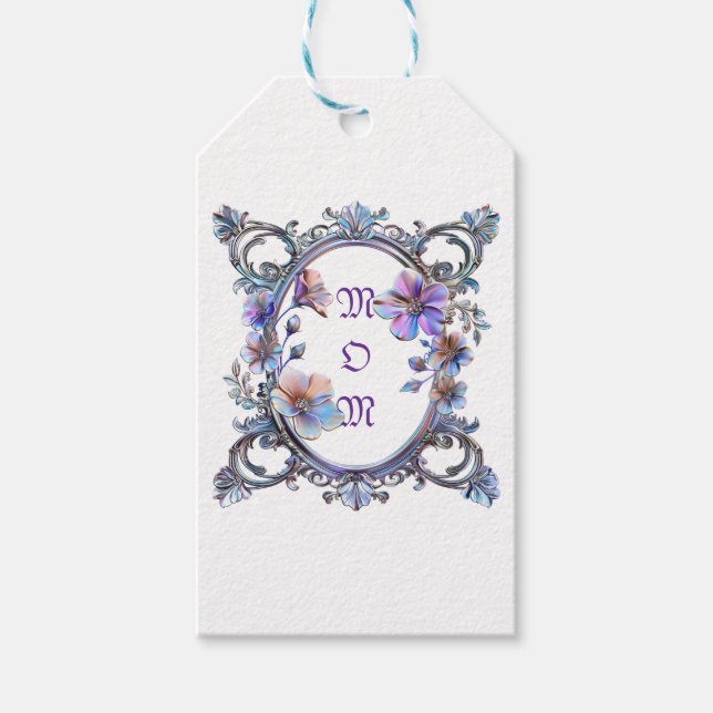 Mamma Blommigt Ram Presentetikett (Framsidan)