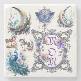 Mamma Blommigt Ram Stenunderlägg