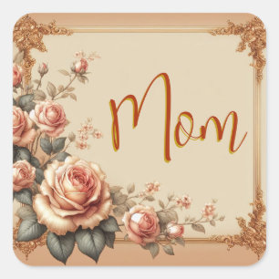 mamma blommor fyrkantigt klistermärke