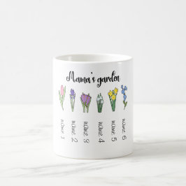 Mamma blomsterträdgård med 6 personlig namn kaffemugg