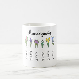 Mamma blomsterträdgård med 6 personlig namn kaffemugg