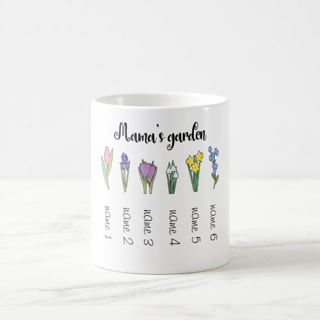 Mamma blomsterträdgård med 6 personlig namn kaffemugg (Center)