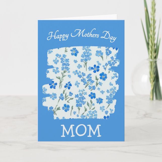 Mamma Blue Glöm mig Nots | Mors dag Hälsning Helgkort (Framsida)