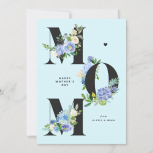 MAMMA Blue Hydrangeas Blommigt Lycklig Mors dag Julkort