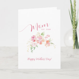 Mamma Blush Rosa Blommig Mors Dag Kort