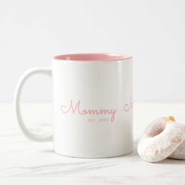 Mamma Blush Rosa Skrift Två-Tonad Mugg (Med munk)