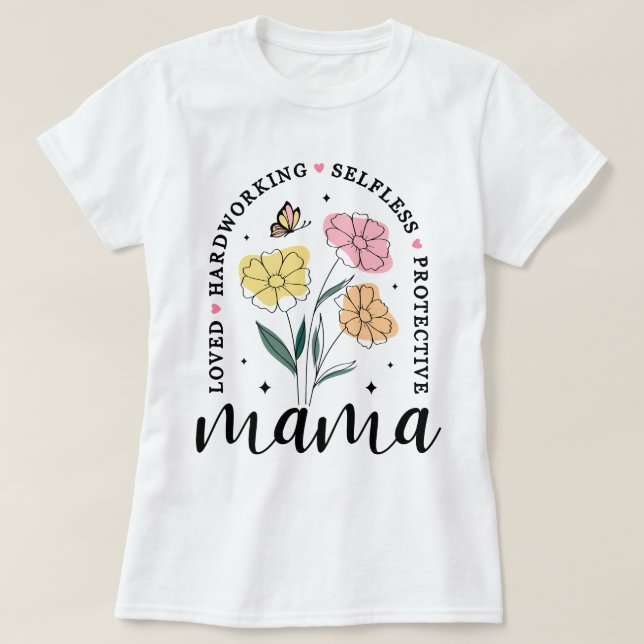 Mamma Boho Flowers Mamma T Shirt (Design framsida)