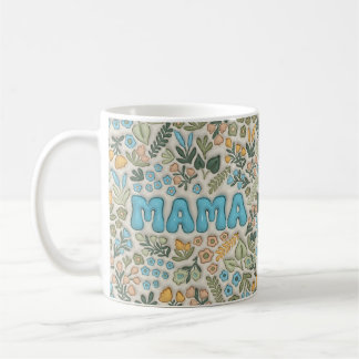 Mamma Boho Pastellgrön Blommig 3D Mönster Kaffemugg