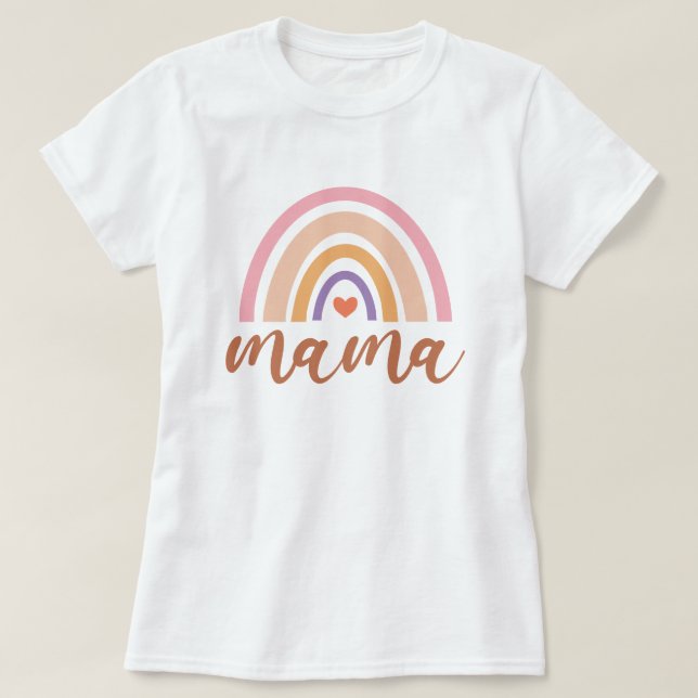 Mamma Boho Rainbow och Mors dag T Shirt (Design framsida)