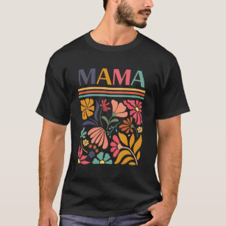 Mamma Boho Retro Blommig Folkkonst Vintage Blommor T Shirt