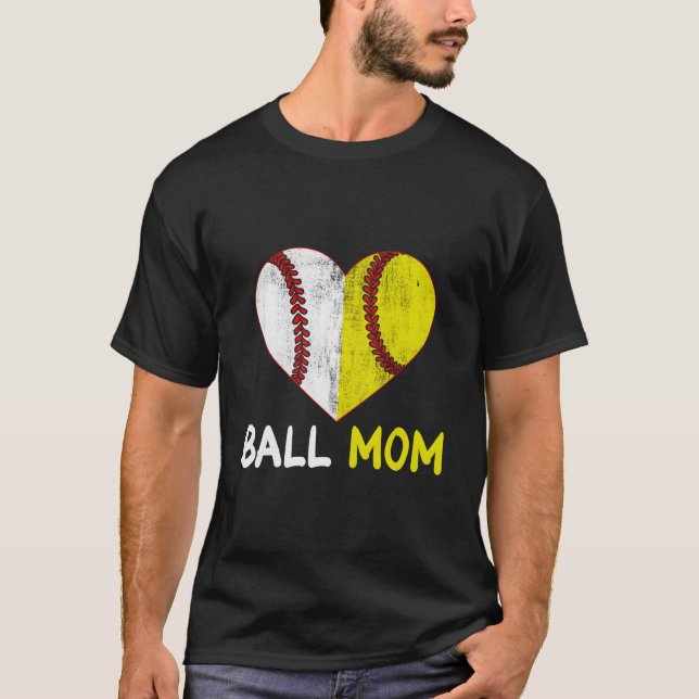 Mamma Boll Softboll Basebollspelare Mors Dag T Shirt (Framsida)