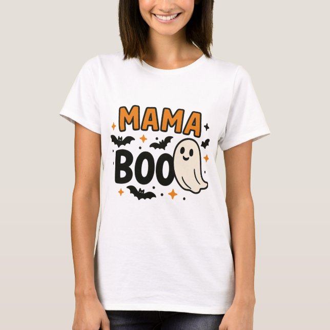 Mamma Boo | Orange & Black Halloween Family Matchi T Shirt (Framsida)