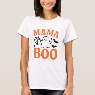 Mamma Boo-Orange och svart   Cute Halloween Family T Shirt