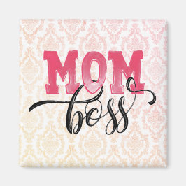 MAMMA BOSS - Snygg Rosa Mors Dag Magnet
