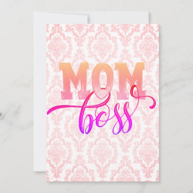 MAMMA BOSS - Stilfull rosa morsdagskort Julkort (Framsida)
