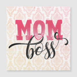 MAMMA BOSS -Stilfull rosa morsdagsmagnetkort