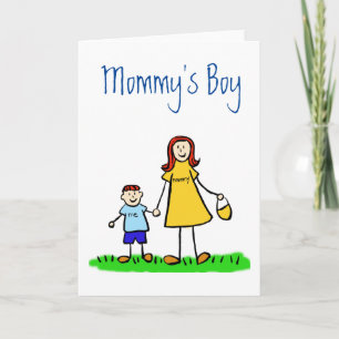 Mamma Boy Family Character Anpassningsbar Greeting Kort