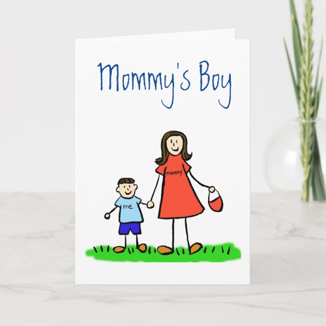 Mamma Boy Family Character Anpassningsbar Greeting Kort (Framsida)