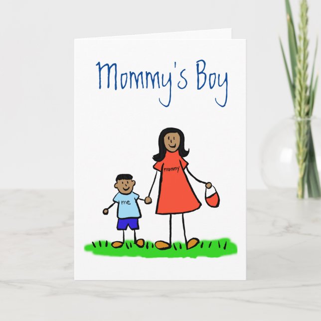 Mamma Boy Family Character Anpassningsbar Greeting Kort (Framsida)