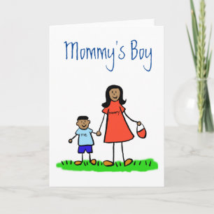 Mamma Boy Family Character Anpassningsbar Greeting Kort