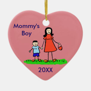 Mamma Boy Family Character Anpassningsbar Photo Or Julgransprydnad Keramik