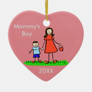 Mamma Boy Family Character Anpassningsbar Photo Or Julgransprydnad Keramik