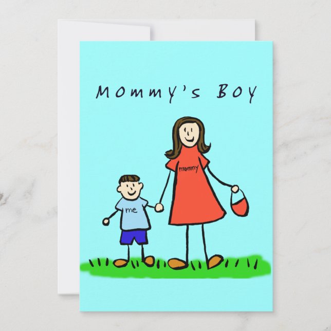 Mamma Boy Invation (Brunette Hair) Inbjudningar (Framsida)
