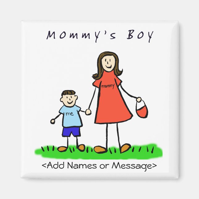 Mamma Boy - Mor & Son Brunette Family Magnet (Framsidan)