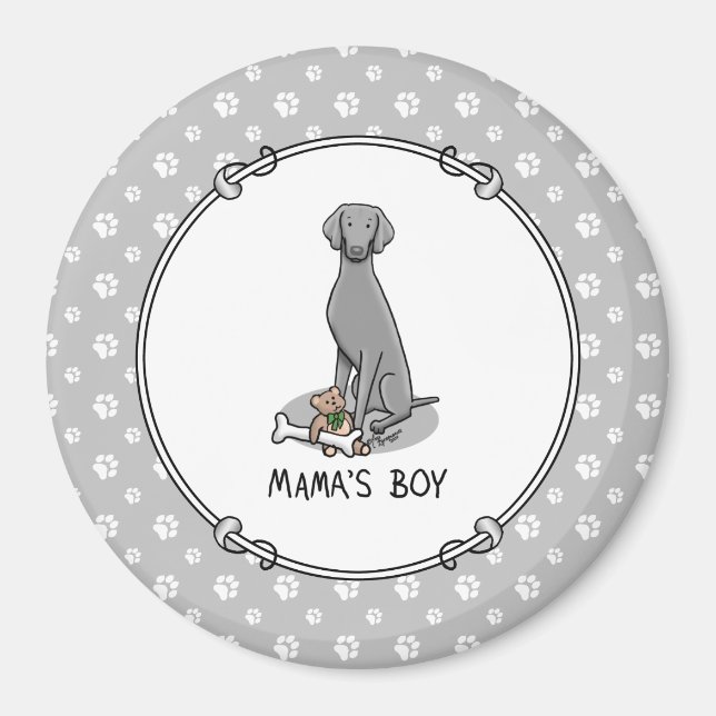 Mamma Boy Weimaraner (grått 1) leksaker hund Cute Magnet (Framsidan)