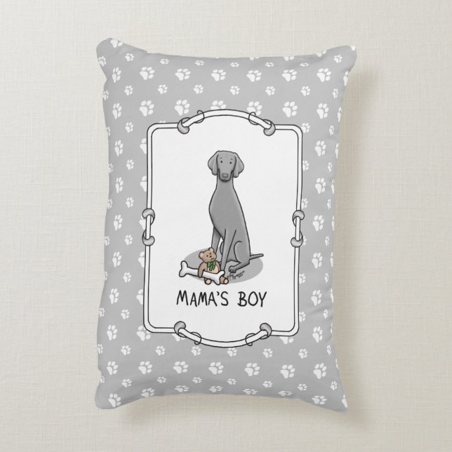 Mamma Boy Weimaraner (grått 1) leksaker hund Cute Prydnadskudde (Baksidan(Vertikal))