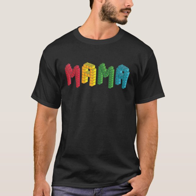 Mamma Brick Master Builder Bygger blockerar familj T Shirt (Framsida)