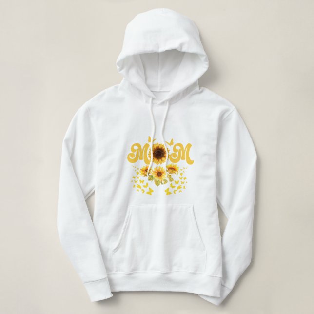 Mamma Bright Roligt Solblommor med fjärilar T Shirt (Design framsida)